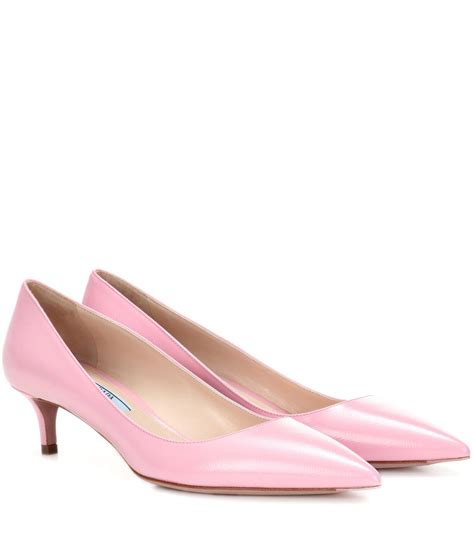 prada pink black and white heels|prada kitten heel boots.